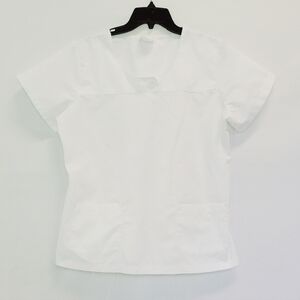 Peaches white short sleeve scrub top